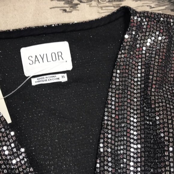 SAYLOR Roslynn Sequin Cross Front High/Low Dress - Picture 5 of 7